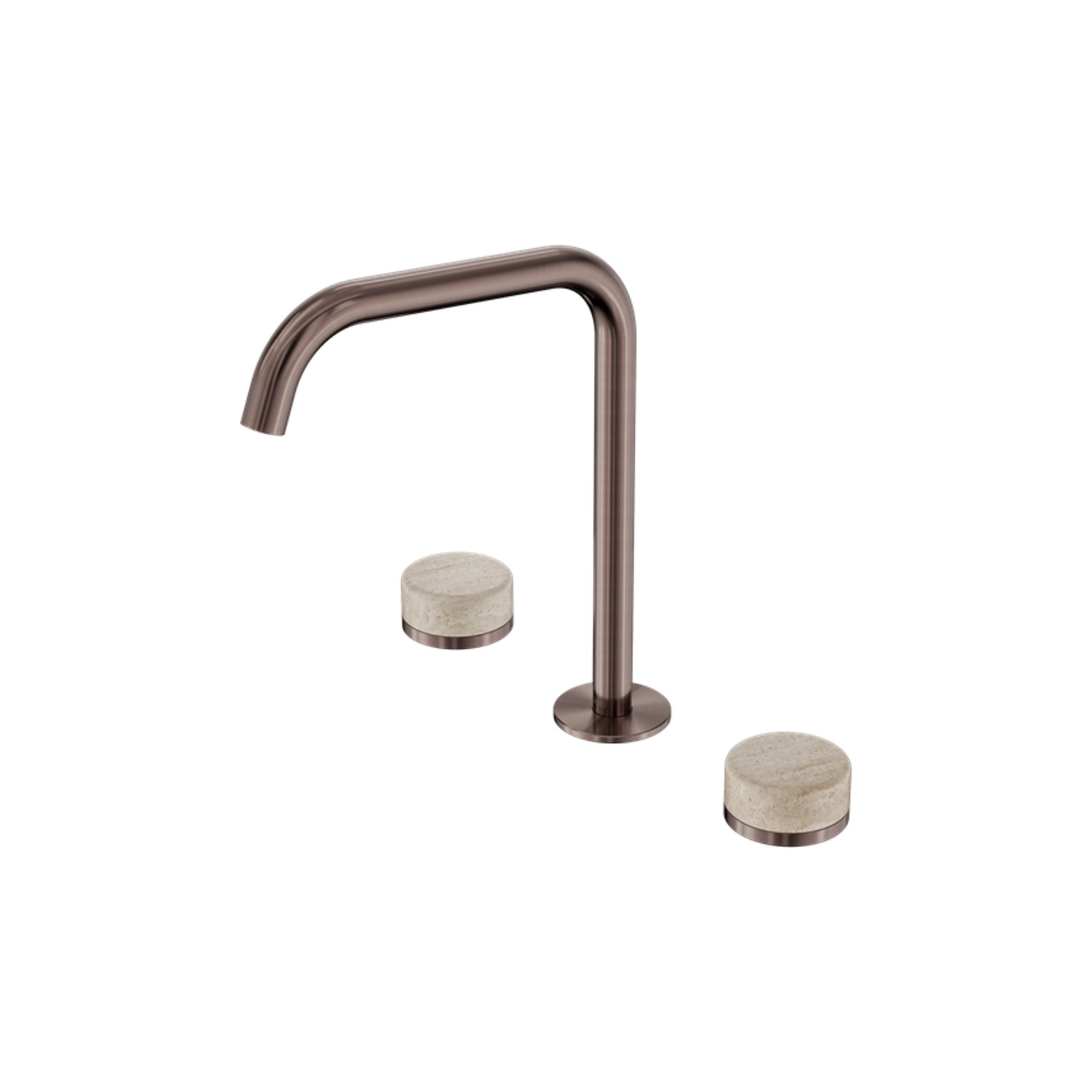 Serenity Bath/Kitchen Set Edge Spout With Rome Travertine Handle Brushed Bronze gallery detail image