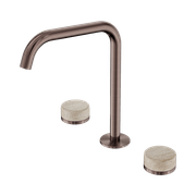 Serenity Bath/Kitchen Set Edge Spout With Rome Travertine Handle Brushed Bronze gallery detail image