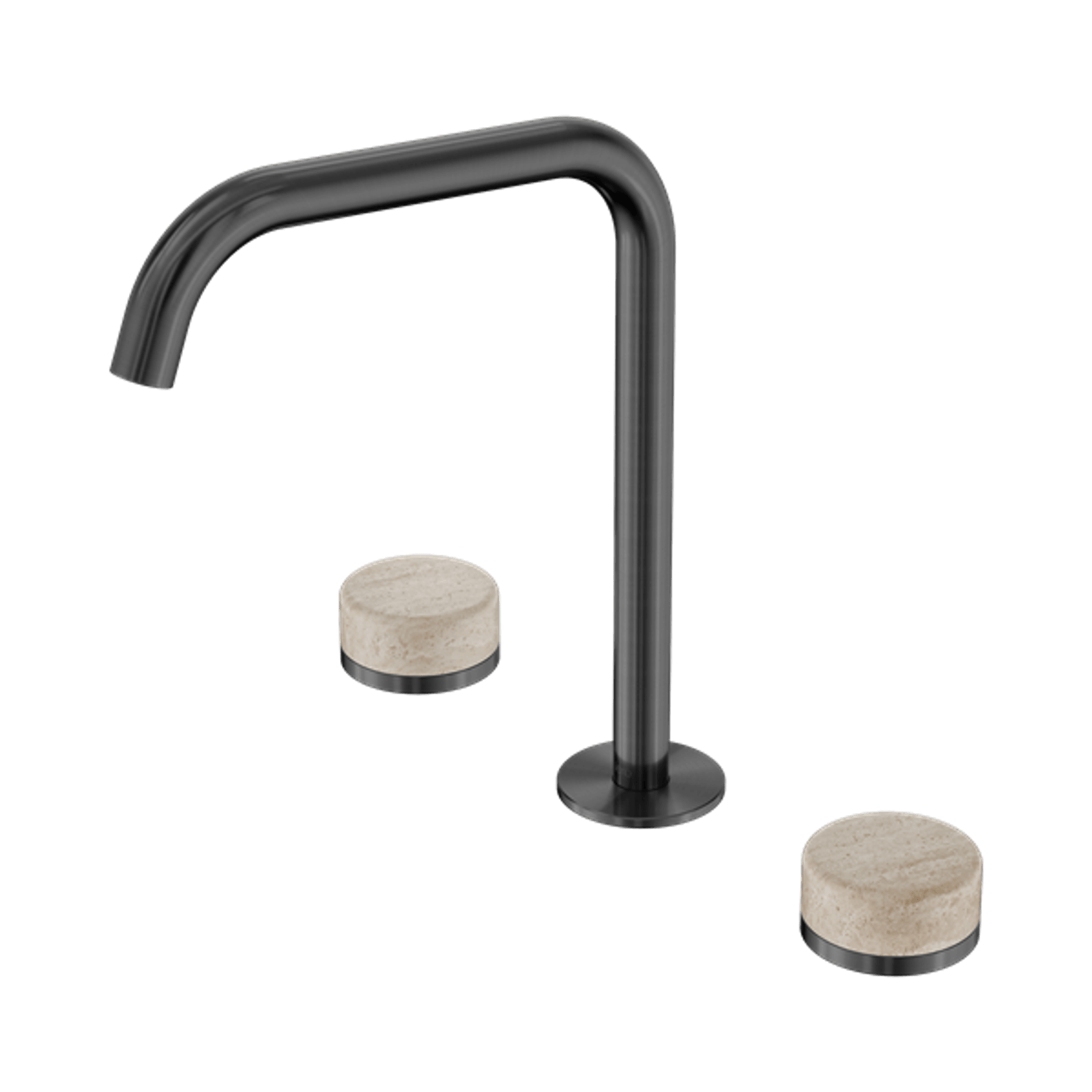 Serenity Bath/Kitchen Set Edge Spout With Rome Travertine Handle Gun Metal gallery detail image