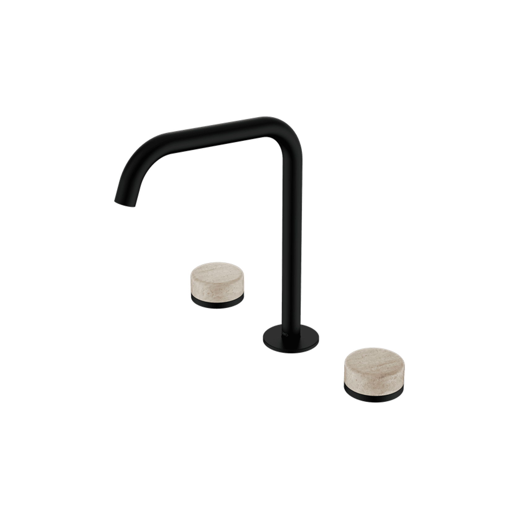 Serenity Bath/Kitchen Set Edge Spout With Rome Travertine Handle Matte Black gallery detail image