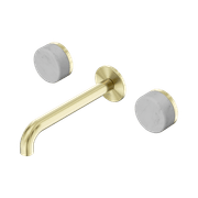 Serenity Wall Basin Set 185mm Spout With Carrara Handle Brushed Gold gallery detail image