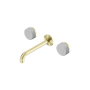 Serenity Wall Basin Set 220mm Spout With Carrara Handle Brushed Gold gallery detail image