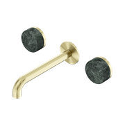 Serenity Wall Basin Set 160mm Spout With Verde Alpi Handle Brushed Gold gallery detail image