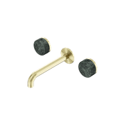 Serenity Wall Basin Set 160mm Spout With Verde Alpi Handle Brushed Gold gallery detail image