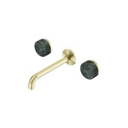 Serenity Wall Basin Set 185mm Spout With Verde Alpi Handle Brushed Gold gallery detail image