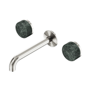 Serenity Wall Basin Set 160mm Spout With Verde Alpi Handle Brushed Nickel gallery detail image