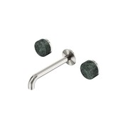 Serenity Wall Basin Set 220mm Spout With Verde Alpi Handle Brushed Nickel gallery detail image