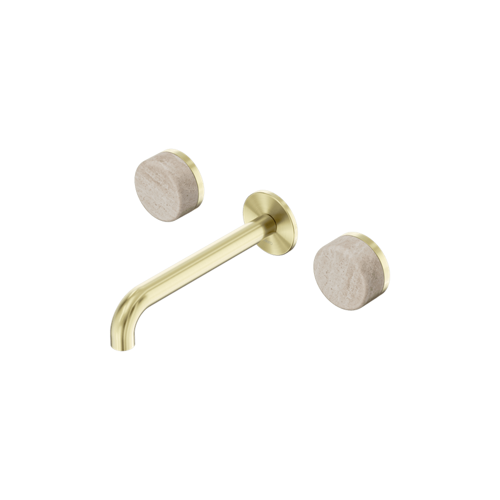 Serenity Wall Basin Set 220mm Spout With Rome Travertine Handle Brushed Gold gallery detail image