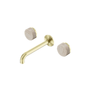 Serenity Wall Basin Set 220mm Spout With Rome Travertine Handle Brushed Gold gallery detail image