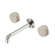 Serenity Wall Basin Set 185mm Spout With Rome Travertine Handle Brushed Nickel gallery detail image