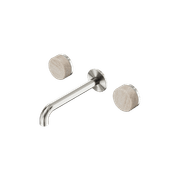 Serenity Wall Basin Set 220mm Spout With Rome Travertine Handle Brushed Nickel gallery detail image