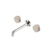 Serenity Wall Basin Set 160mm Spout With Rome Travertine Handle Brushed Nickel gallery detail image