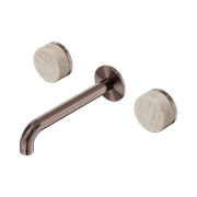 Serenity Wall Basin Set 160mm Spout With Rome Travertine Handle Brushed Bronze gallery detail image