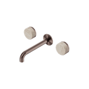 Serenity Wall Basin Set 160mm Spout With Rome Travertine Handle Brushed Bronze gallery detail image