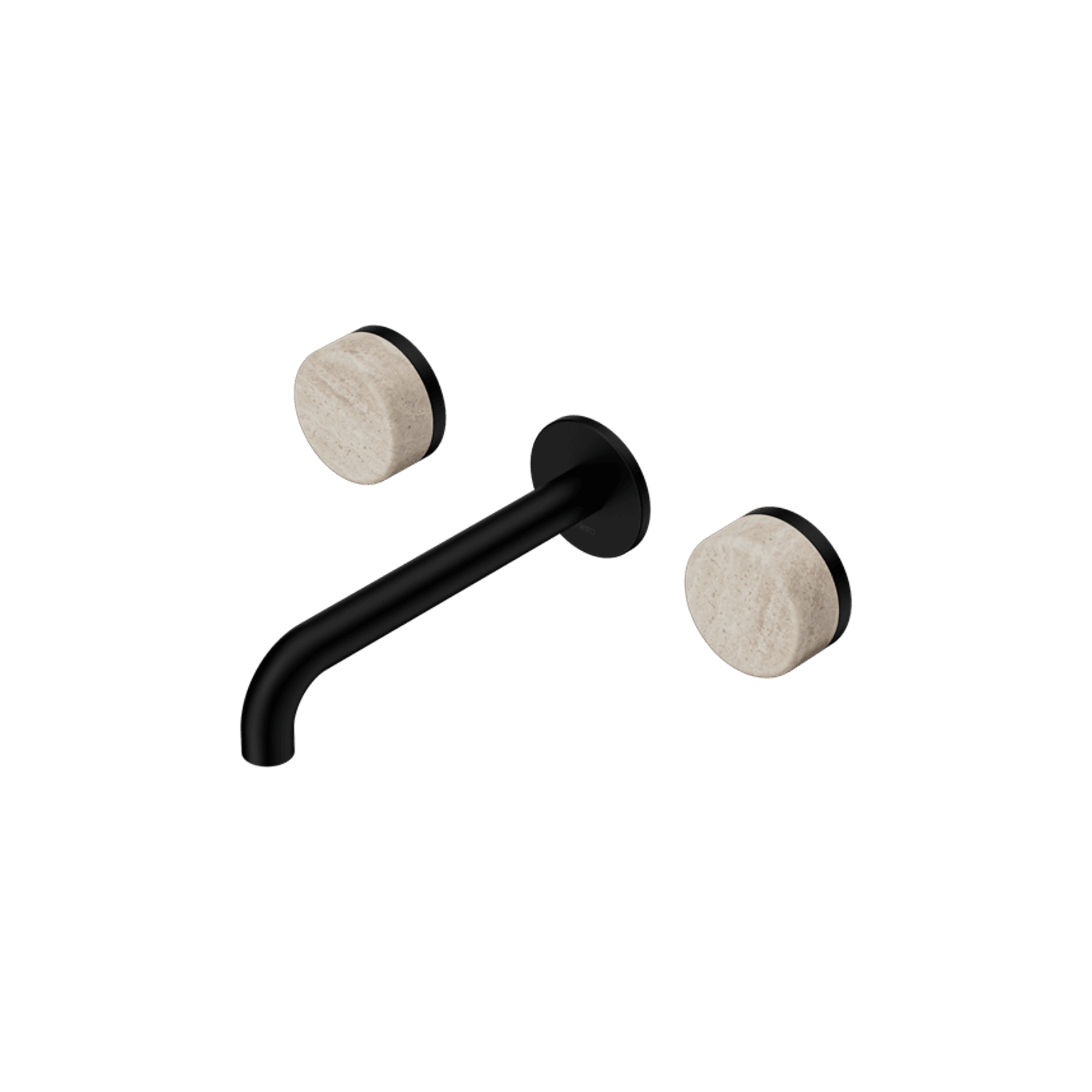 Serenity Wall Basin Set 185mm Spout With Rome Travertine Handle Matte Black gallery detail image