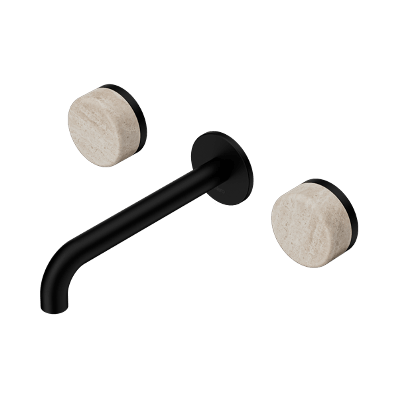 Serenity Wall Basin Set 220mm Spout With Rome Travertine Handle Matte Black gallery detail image