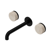 Serenity Wall Basin Set 220mm Spout With Rome Travertine Handle Matte Black gallery detail image