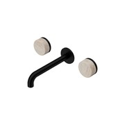 Serenity Wall Basin Set 160mm Spout With Rome Travertine Handle Matte Black gallery detail image