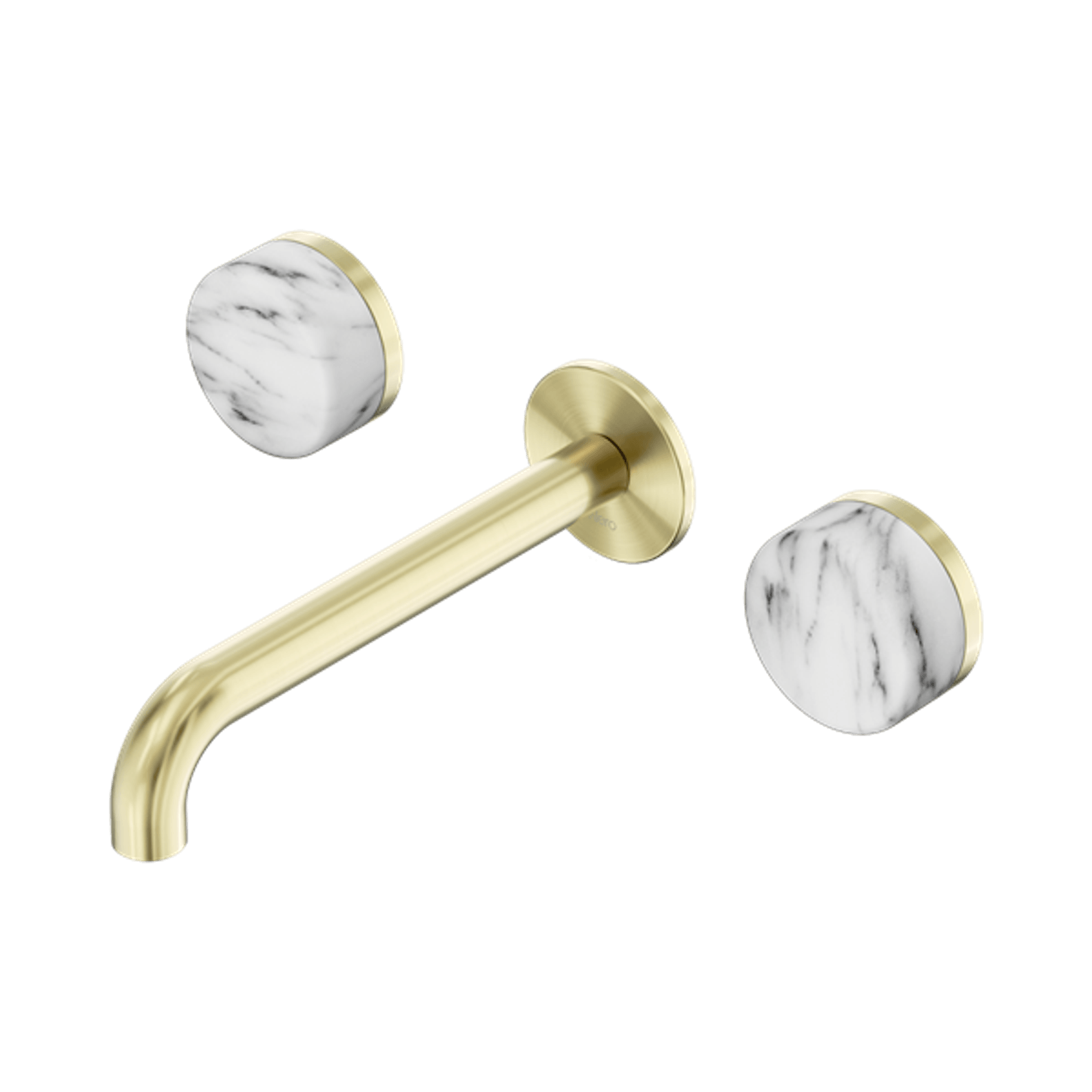 Serenity Wall Basin Set 160mm Spout With Arabescato Corchia Handle Brushed Gold gallery detail image