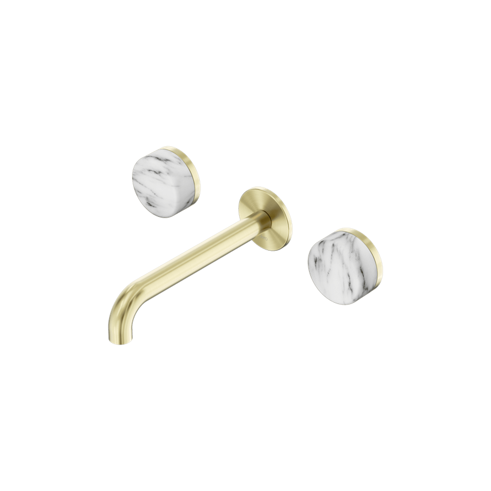 Serenity Wall Basin Set 185mm Spout With Arabescato Corchia Handle Brushed Gold gallery detail image