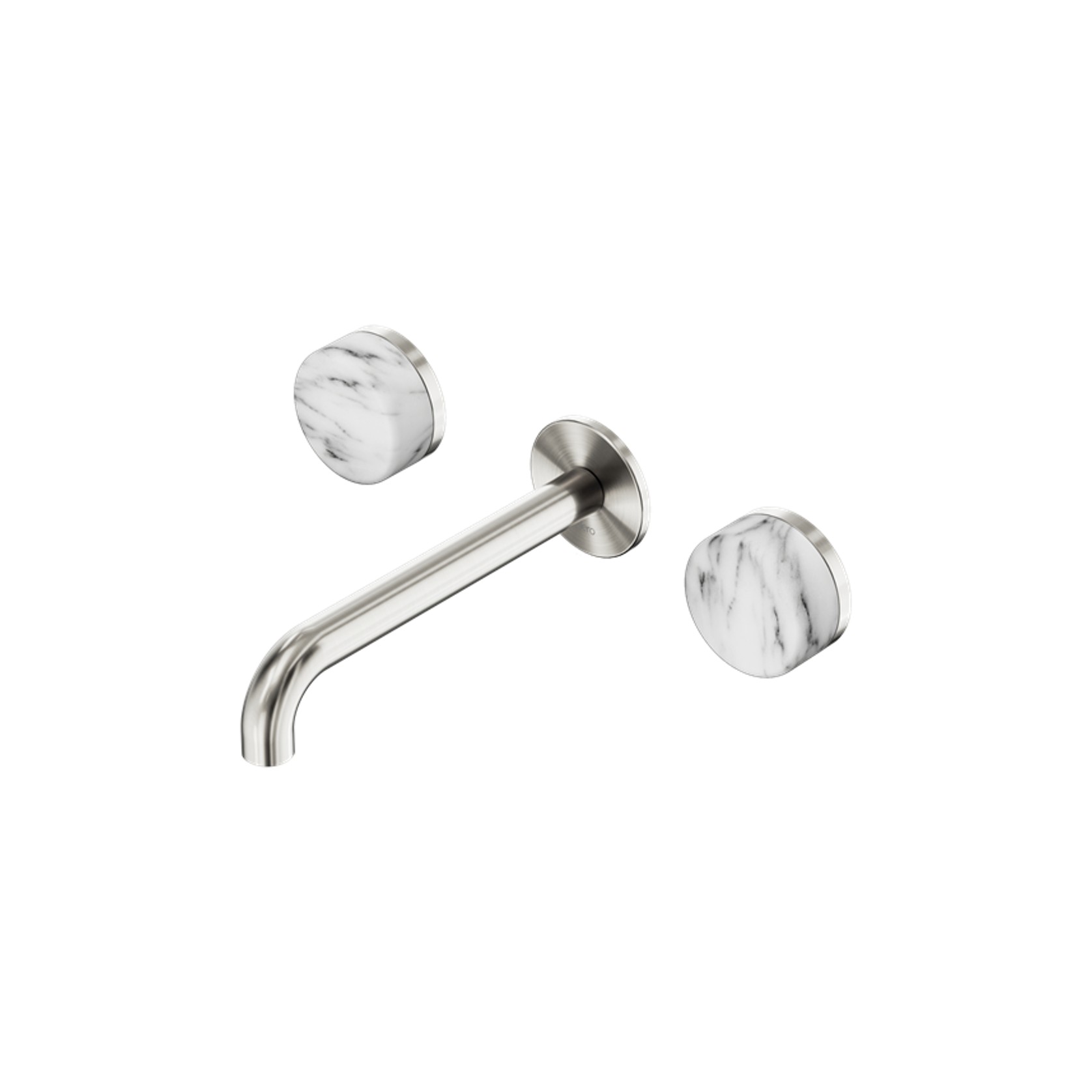 Serenity Wall Basin Set 185mm Spout With Arabescato Corchia Handle Brushed Nickel gallery detail image