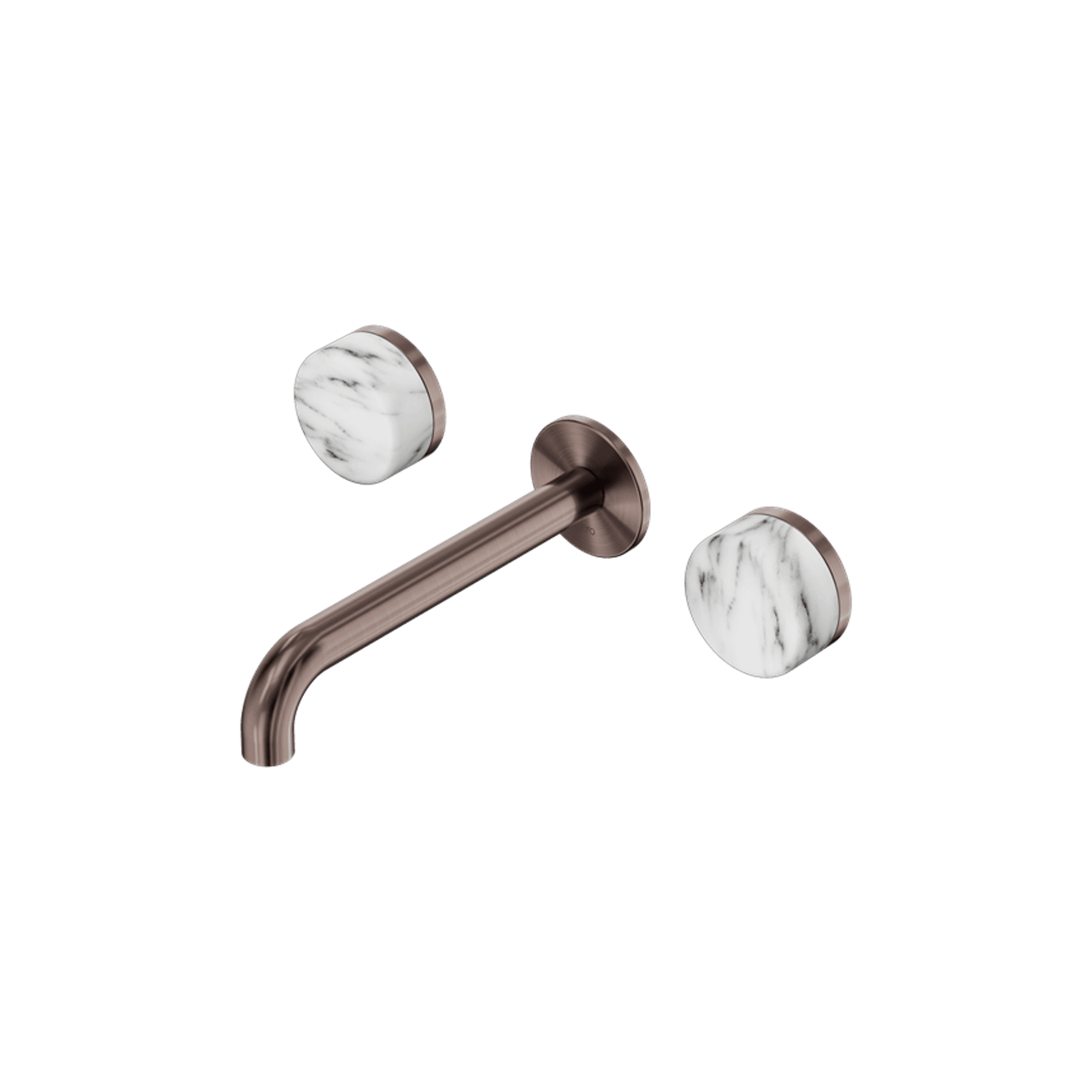 Serenity Wall Basin Set 160mm Spout With Arabescato Corchia Handle Brushed Bronze gallery detail image