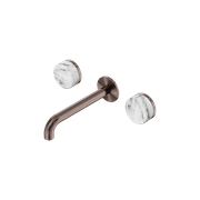 Serenity Wall Basin Set 160mm Spout With Arabescato Corchia Handle Brushed Bronze gallery detail image