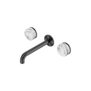 Serenity Wall Basin Set 220mm Spout With Arabescato Corchia Handle Gun Metal gallery detail image