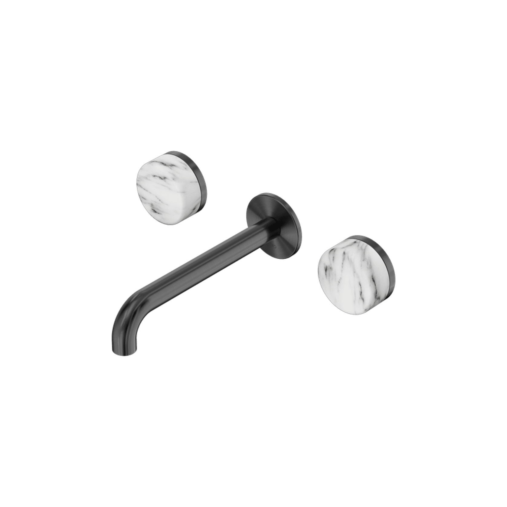 Serenity Wall Basin Set 160mm Spout With Arabescato Corchia Handle Gun Metal gallery detail image