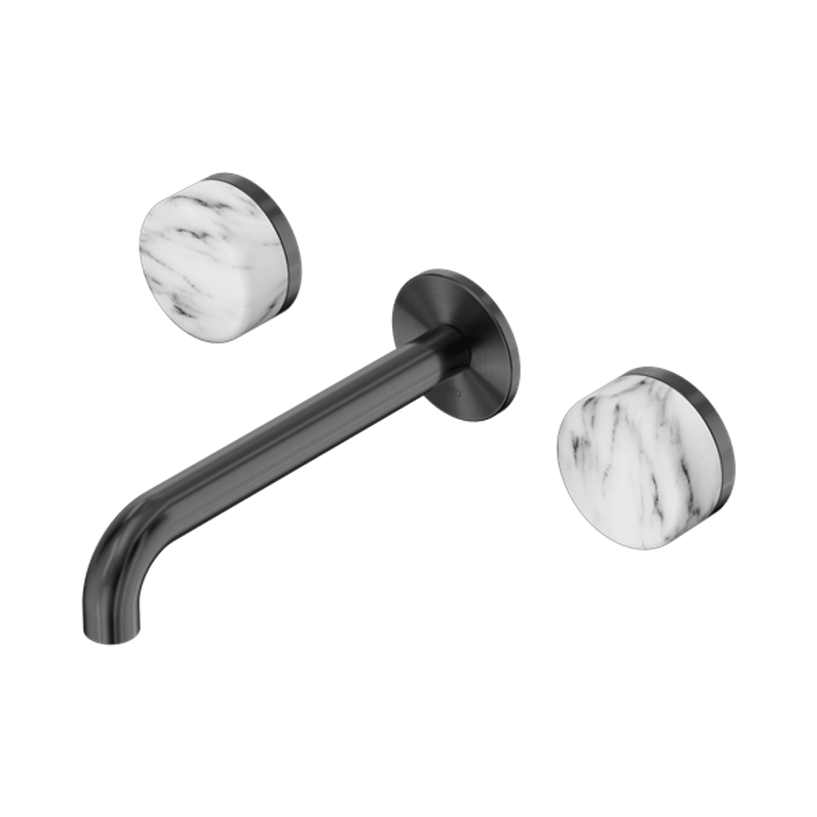 Serenity Wall Basin Set 160mm Spout With Arabescato Corchia Handle Gun Metal gallery detail image