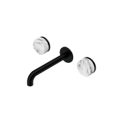 Serenity Wall Basin Set 185mm Spout With Arabescato Corchia Handle Matte Black gallery detail image