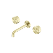 Serenity Wall Basin Set 220mm Spout With Metal Handle Brushed Gold gallery detail image