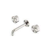 Serenity Wall Basin Set 185mm Spout With Metal Handle Brushed Nickel gallery detail image