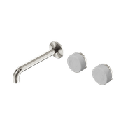 Serenity Wall Basin Set 220mm Offset Spout With Carrara Handle Brushed Nickel gallery detail image