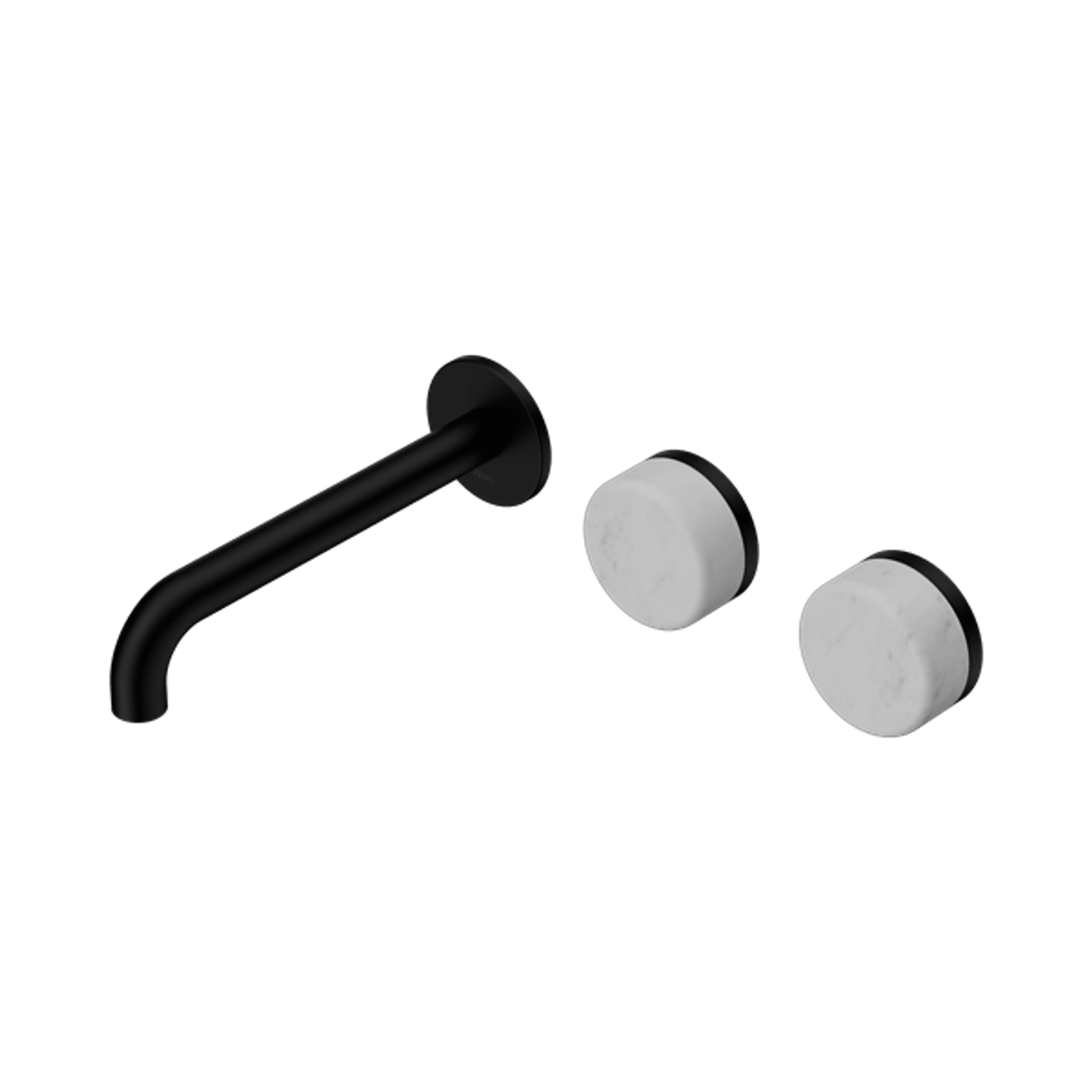Serenity Wall Basin Set 220mm Offset Spout With Carrara Handle Matte Black gallery detail image