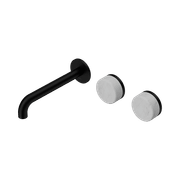 Serenity Wall Basin Set 185mm Offset Spout With Carrara Handle Matte Black gallery detail image