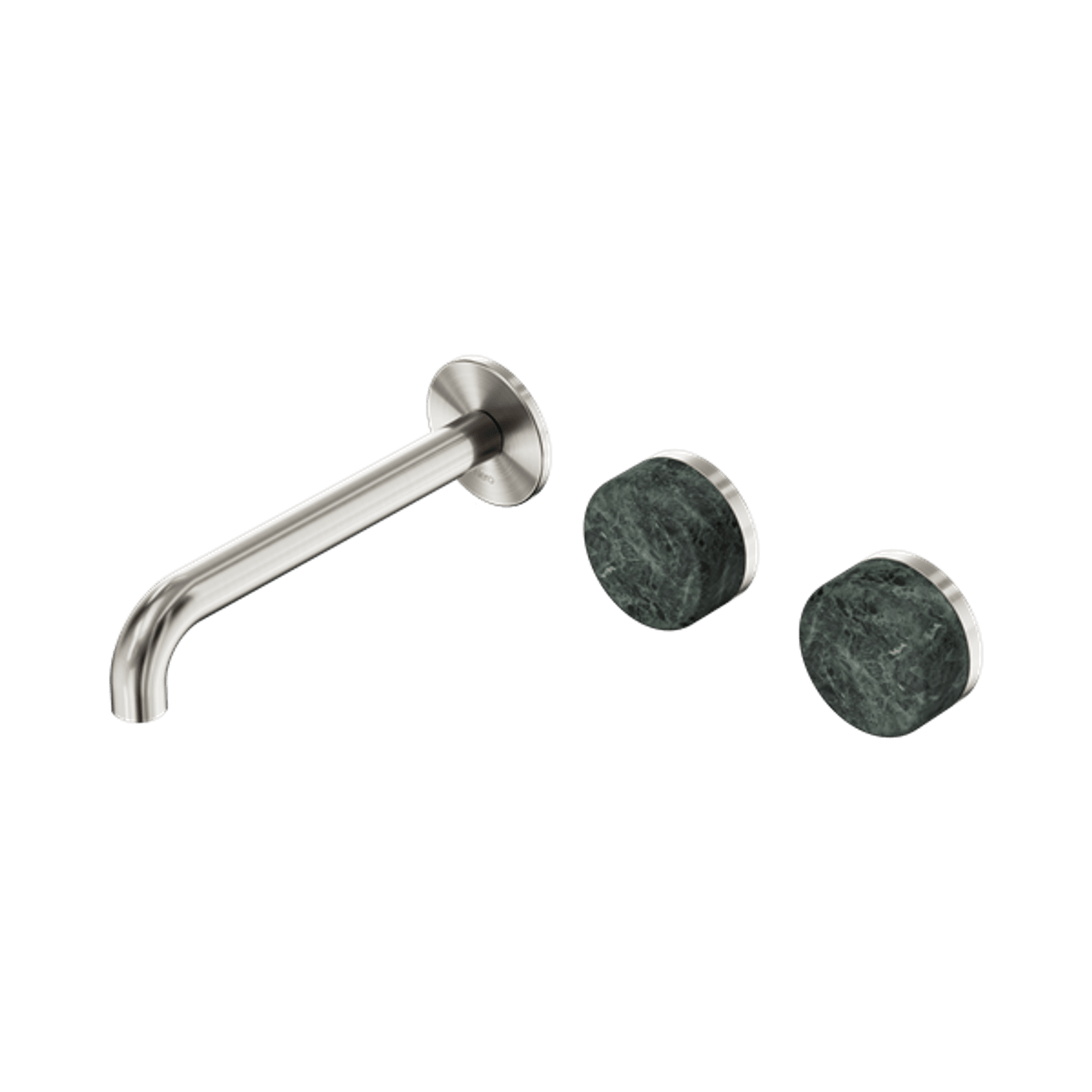 Serenity Wall Basin Set 185mm Offset Spout With Verde Alpi Handle Brushed Nickel gallery detail image