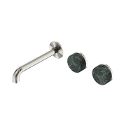 Serenity Wall Basin Set 185mm Offset Spout With Verde Alpi Handle Brushed Nickel gallery detail image