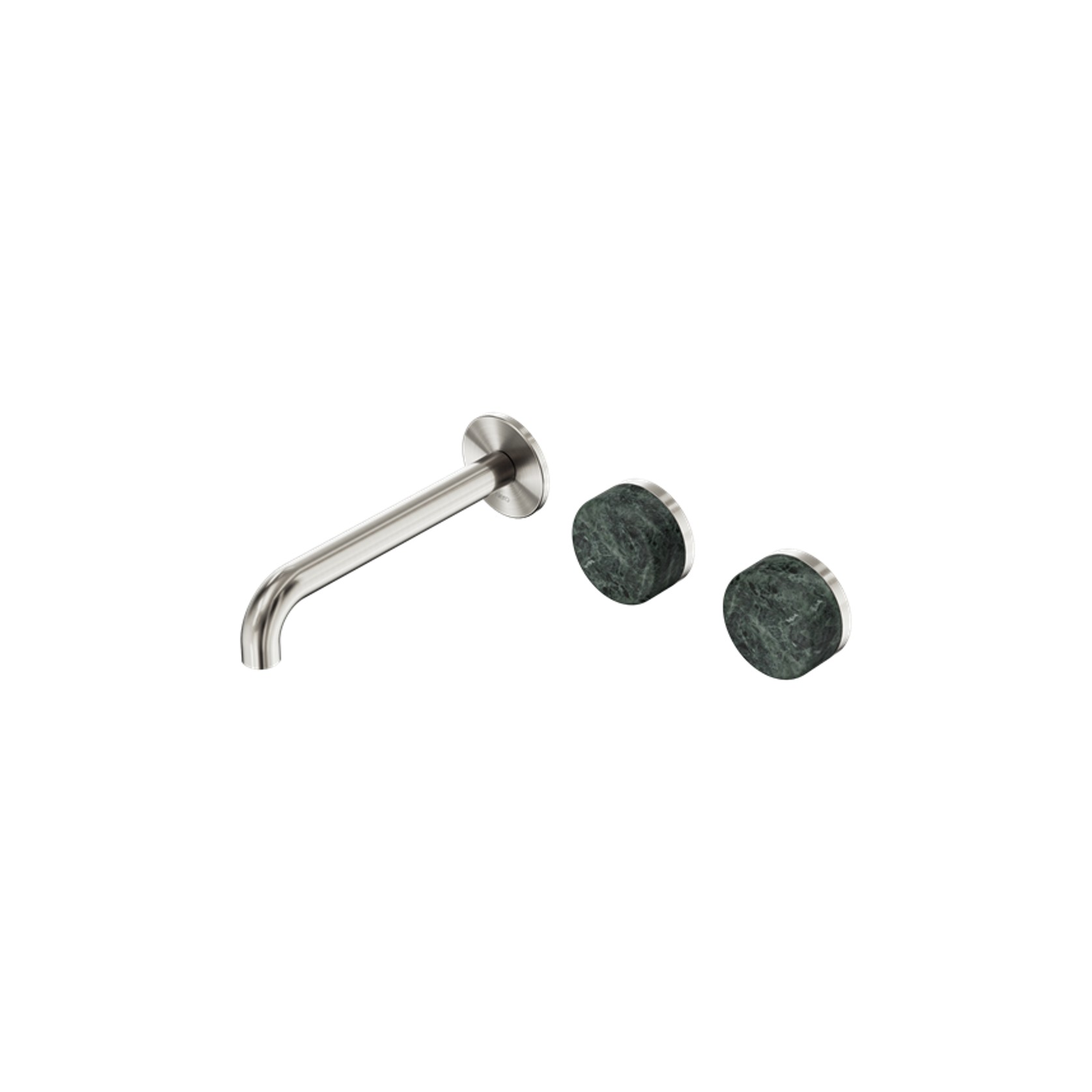 Serenity Wall Basin Set 220mm Offset Spout With Verde Alpi Handle Brushed Nickel gallery detail image