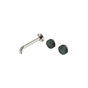 Serenity Wall Basin Set 220mm Offset Spout With Verde Alpi Handle Brushed Nickel gallery detail image