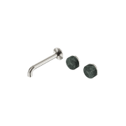 Serenity Wall Basin Set 220mm Offset Spout With Verde Alpi Handle Brushed Nickel gallery detail image