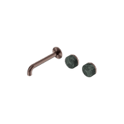 Serenity Wall Basin Set 185mm Offset Spout With Verde Alpi Handle Brushed Bronze gallery detail image