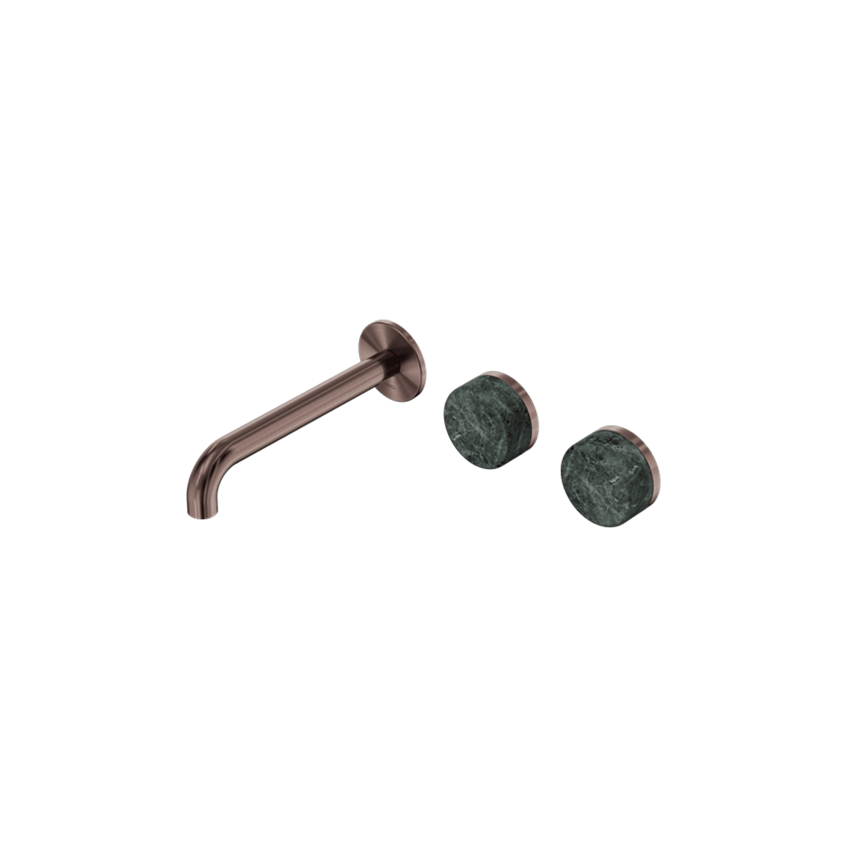 Serenity Wall Basin Set 160mm Offset Spout With Verde Alpi Handle Brushed Bronze gallery detail image