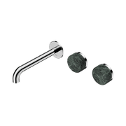 Serenity Wall Basin Set 220mm Offset Spout With Verde Alpi Handle Chrome gallery detail image