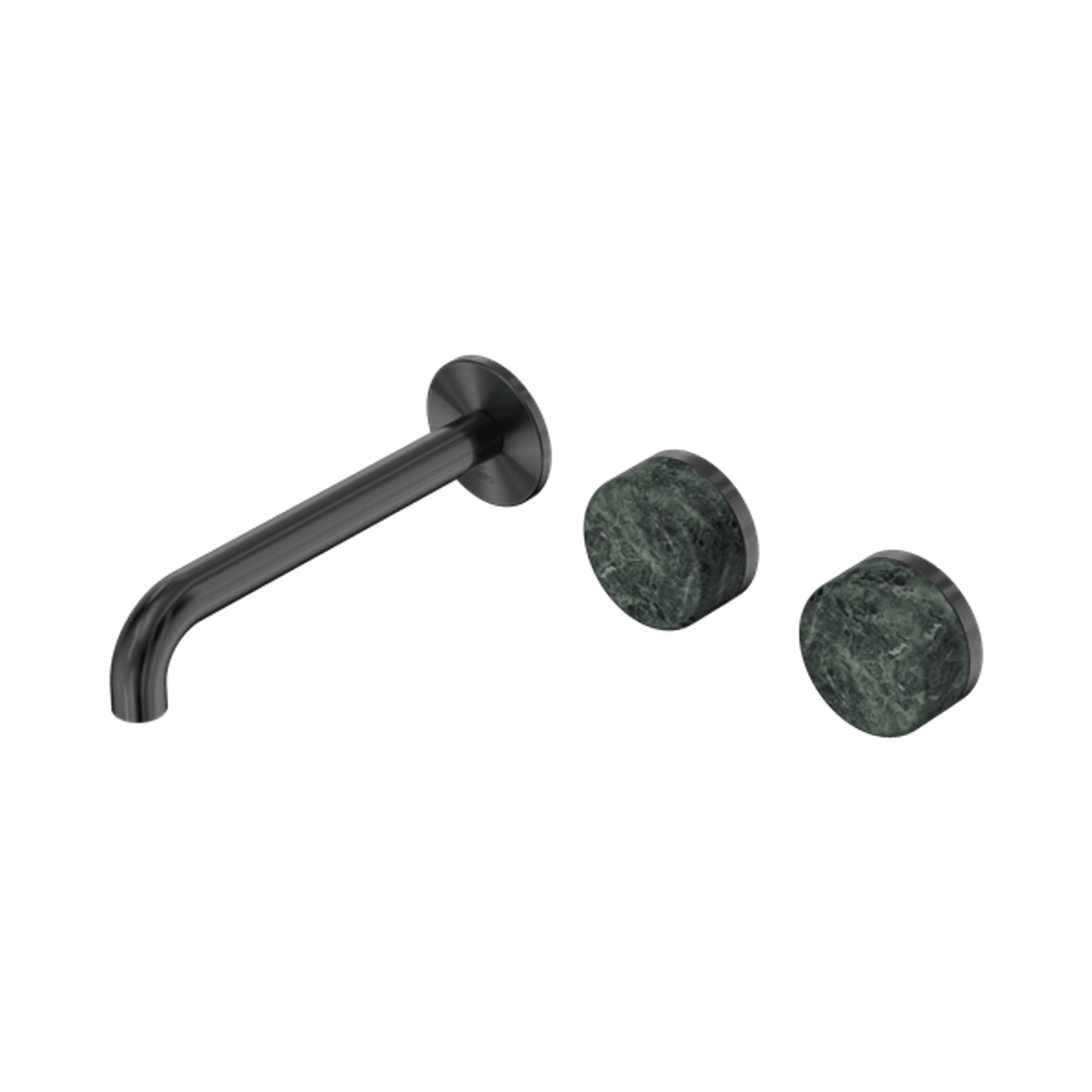 Serenity Wall Basin Set 185mm Offset Spout With Verde Alpi Handle Gun Metal gallery detail image