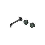 Serenity Wall Basin Set 220mm Offset Spout With Verde Alpi Handle Gun Metal gallery detail image