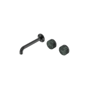 Serenity Wall Basin Set 220mm Offset Spout With Verde Alpi Handle Gun Metal gallery detail image