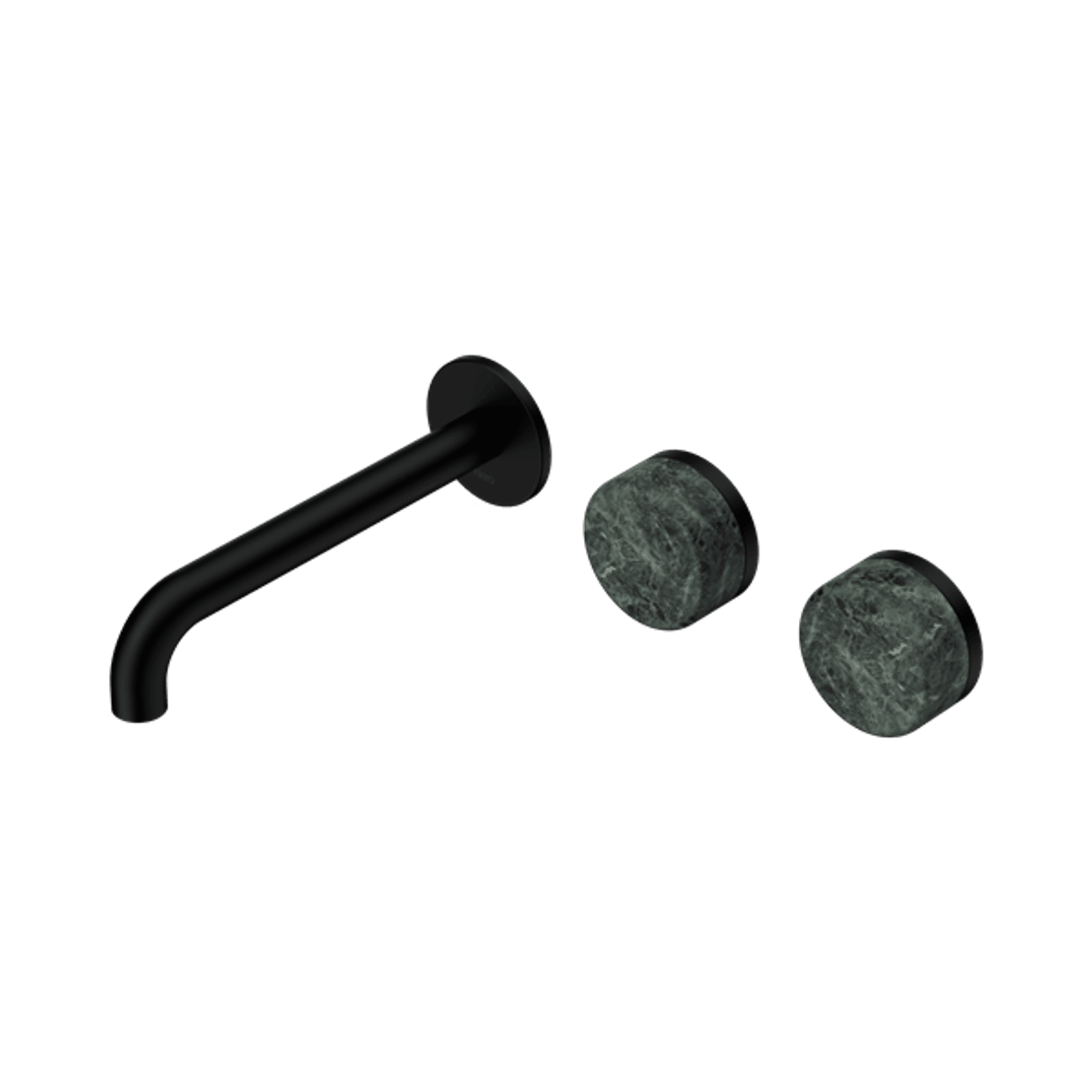 Serenity Wall Basin Set 185mm Offset Spout With Verde Alpi Handle Matte Black gallery detail image