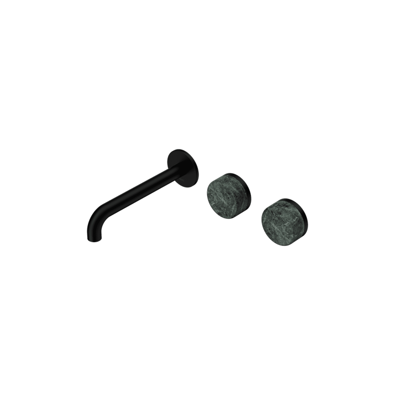 Serenity Wall Basin Set 220mm Offset Spout With Verde Alpi Handle Matte Black gallery detail image