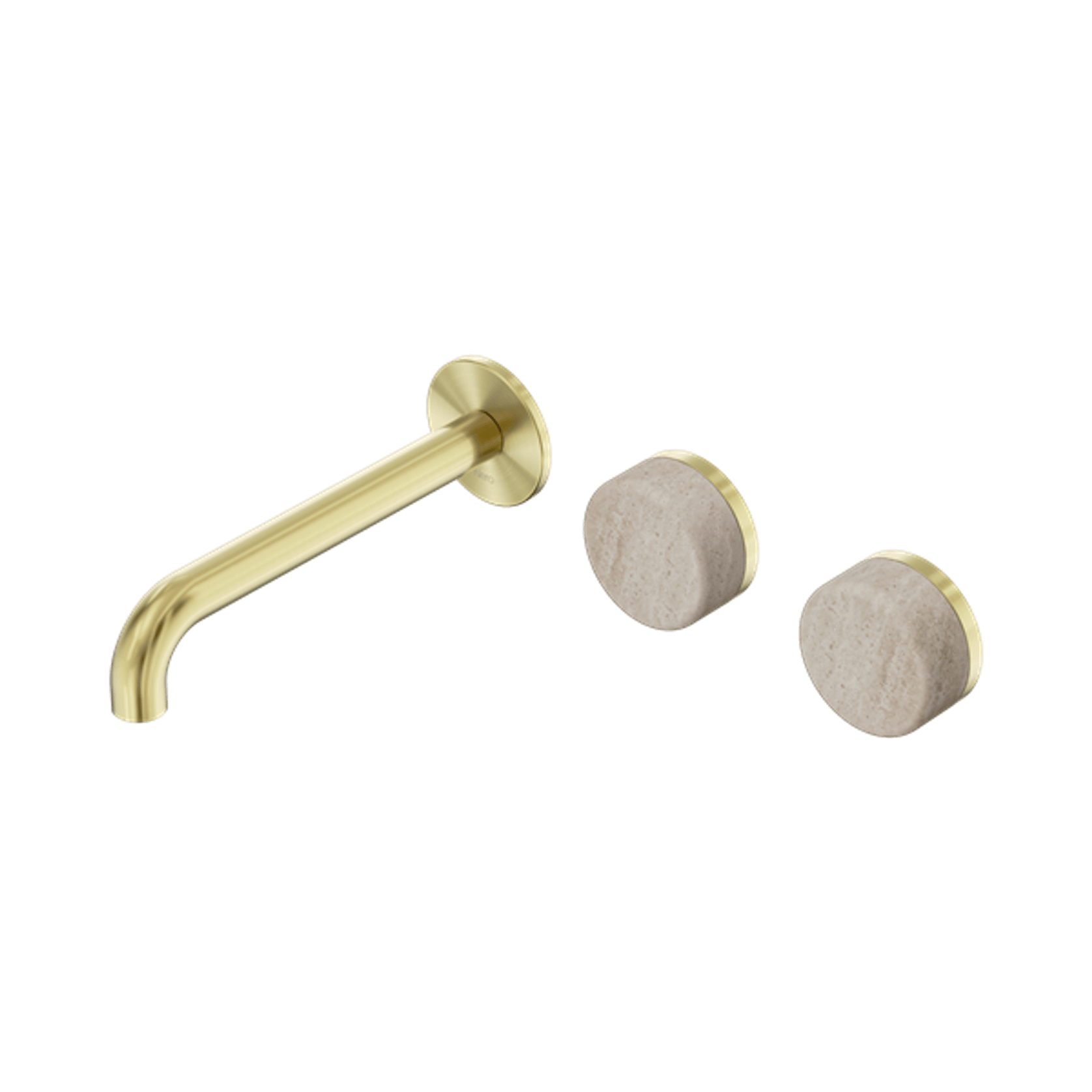 Serenity Wall Basin Set 185mm Offset Spout With Rome Travertine Handle Brushed Gold gallery detail image